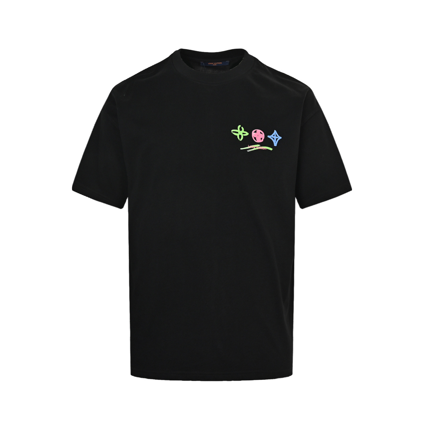 Louis Vuitton 25ss crayon hand-painted graffiti logo short-sleeved shirt