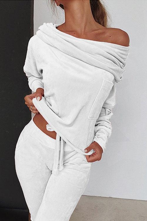 Heididress Off Shoulder Long SLeeve Top and Long Pants Sets