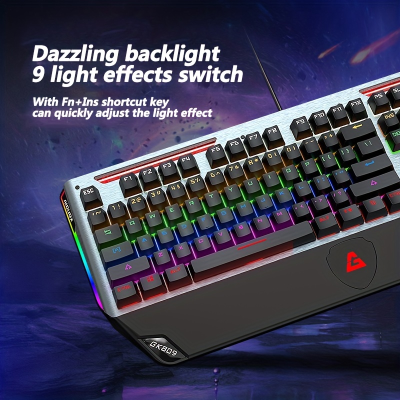 104 Keys Green Axis Integrated Hand Support Metal Mechanical Gaming Keyboard