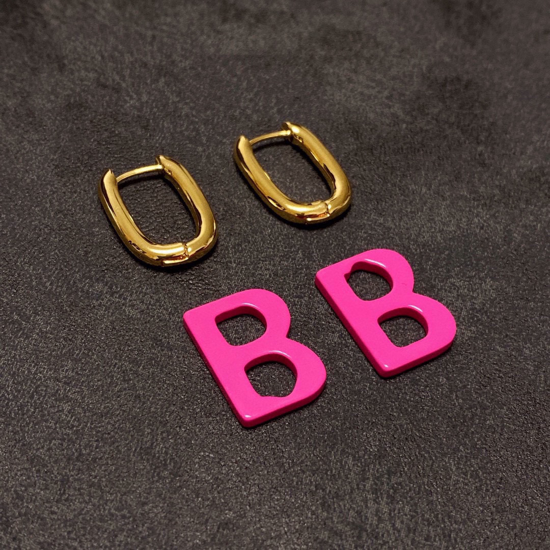 Balenciaga Pink BB Stud Earrings