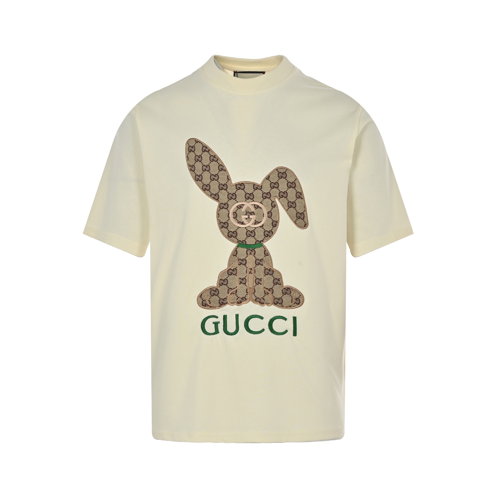 Gucci 23ss old flower rabbit patch embroidered short sleeve