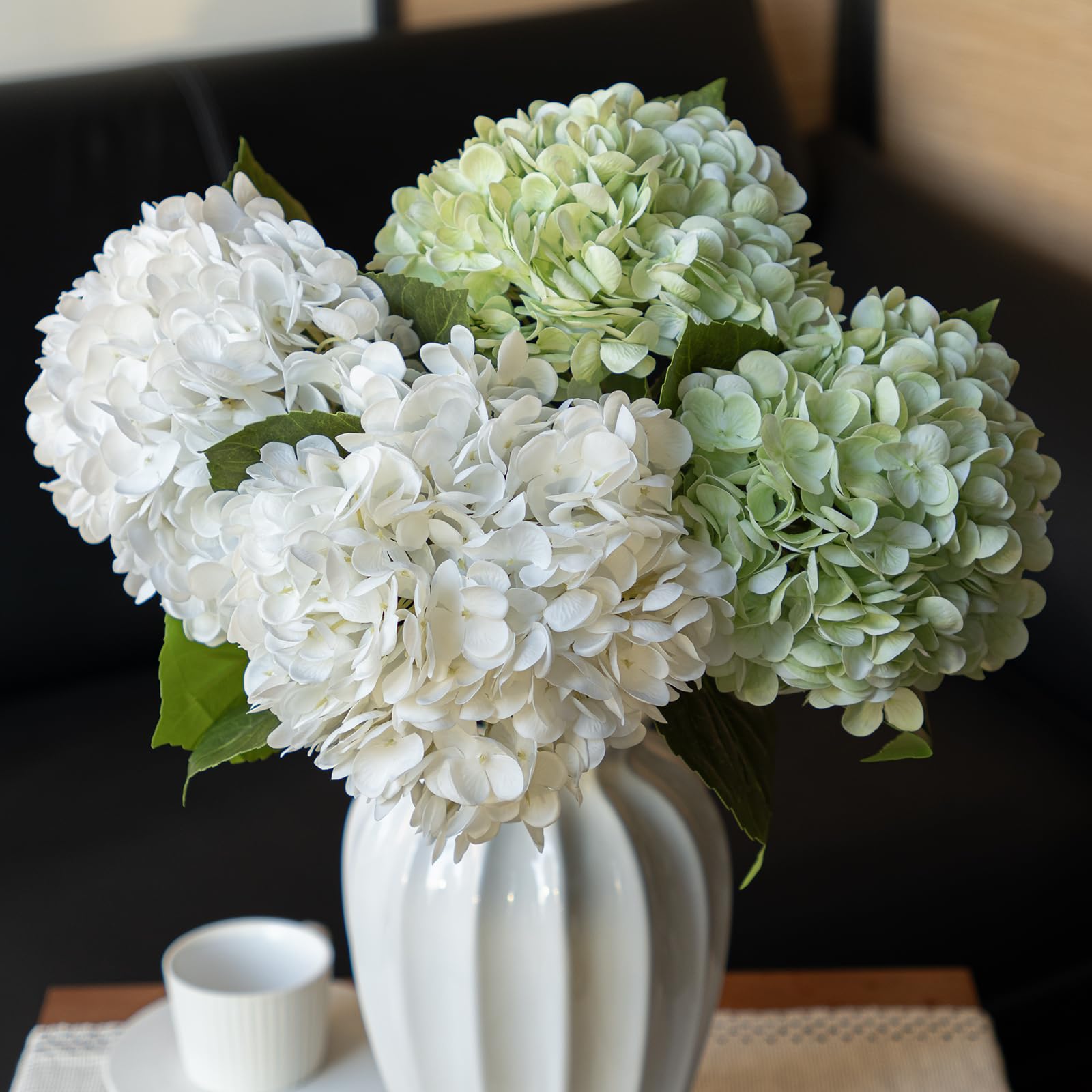 22 inch Lifelike Artificial Hydrangeas - UV resistant, Waterproof，Windproof