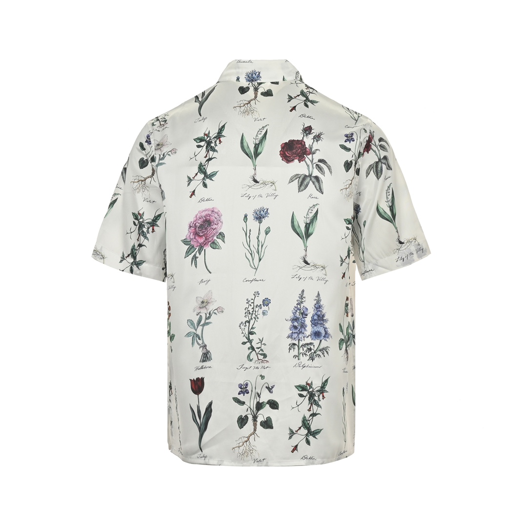Dior 24ss floral silk short-sleeved shirt
