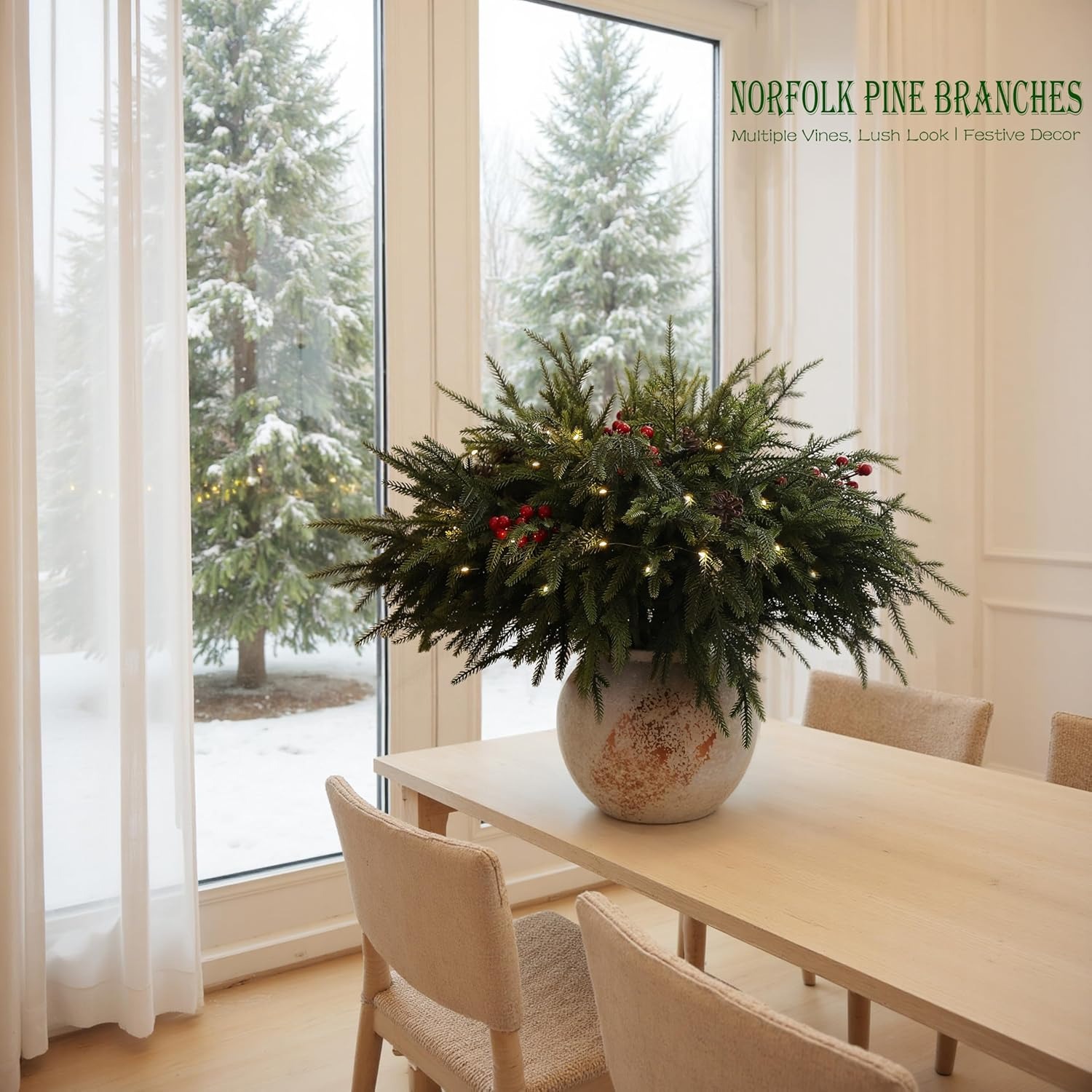 🎄Early Christmas Sale🎄Christmas Norfolk Pine Branches with Lights Set