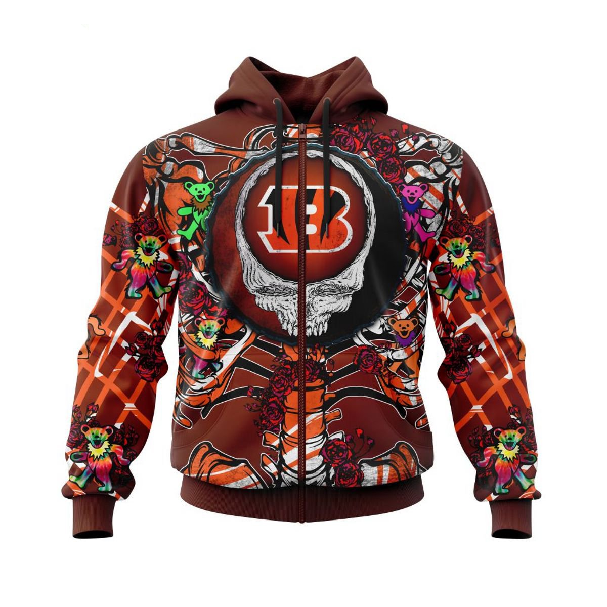CINCINNATI BENGALS 3D HOODIE MIX GRATEFUL DEAD