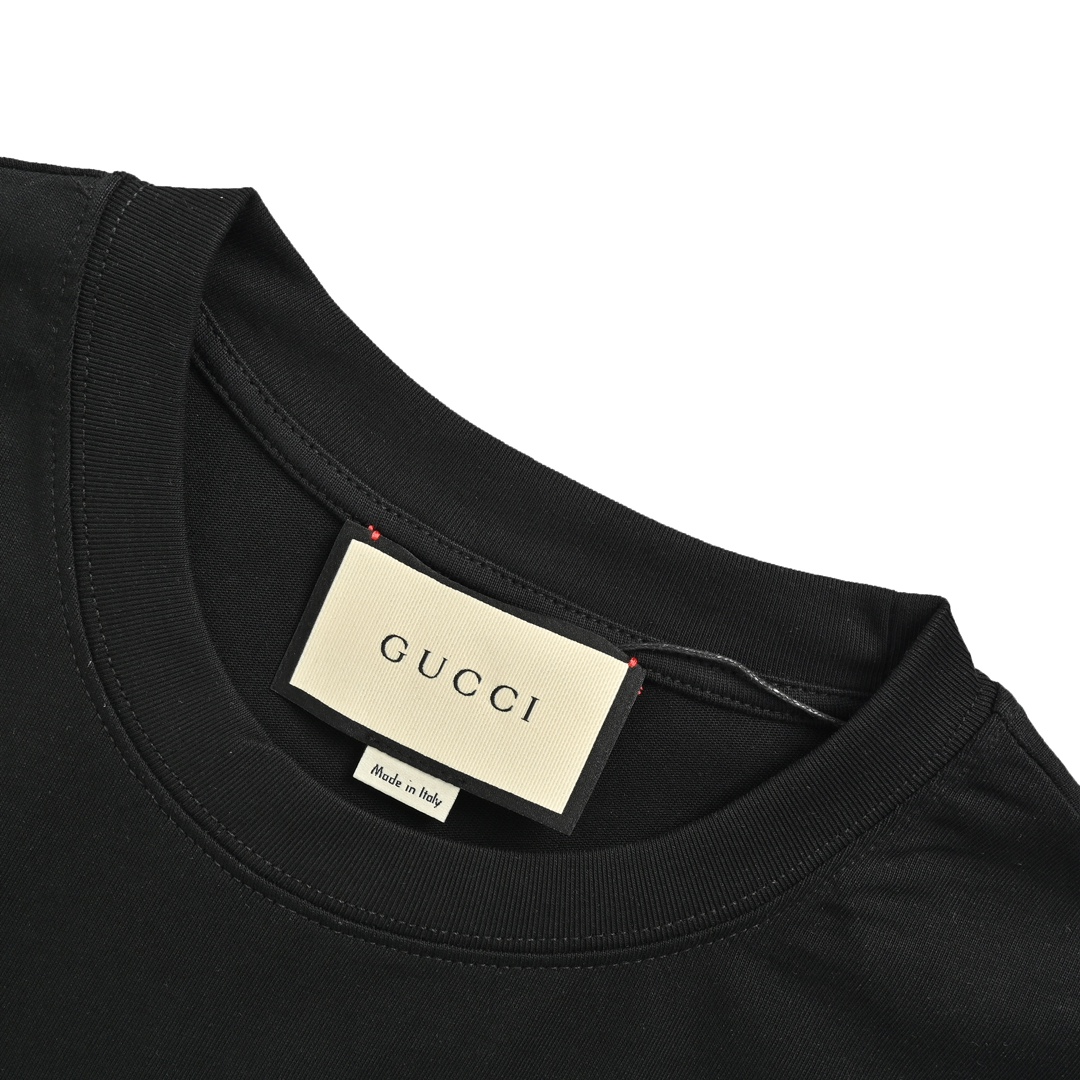 Gucci monogram patch bear embroidered short sleeves