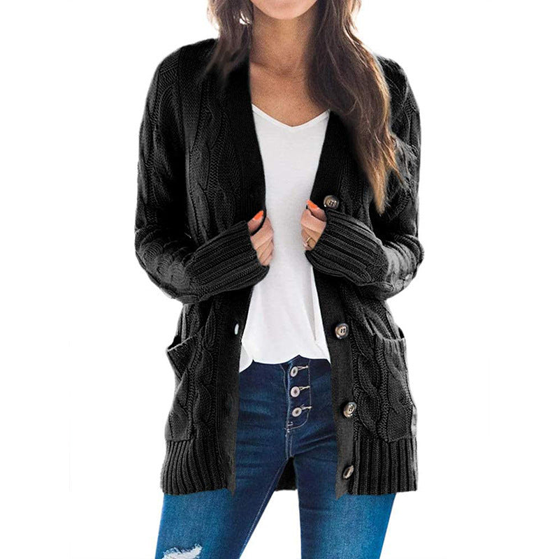 V-neck long-sleeved sweater coat