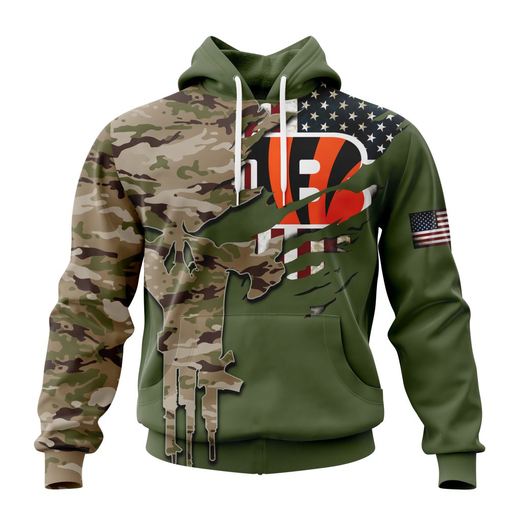 CINCINNATI BENGALS 3D HOODIE VETERANS DAY