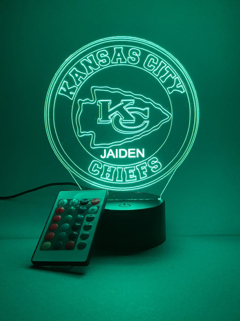 KANSAS CITY CHIEFS 3D LAMP PERSONALIZED