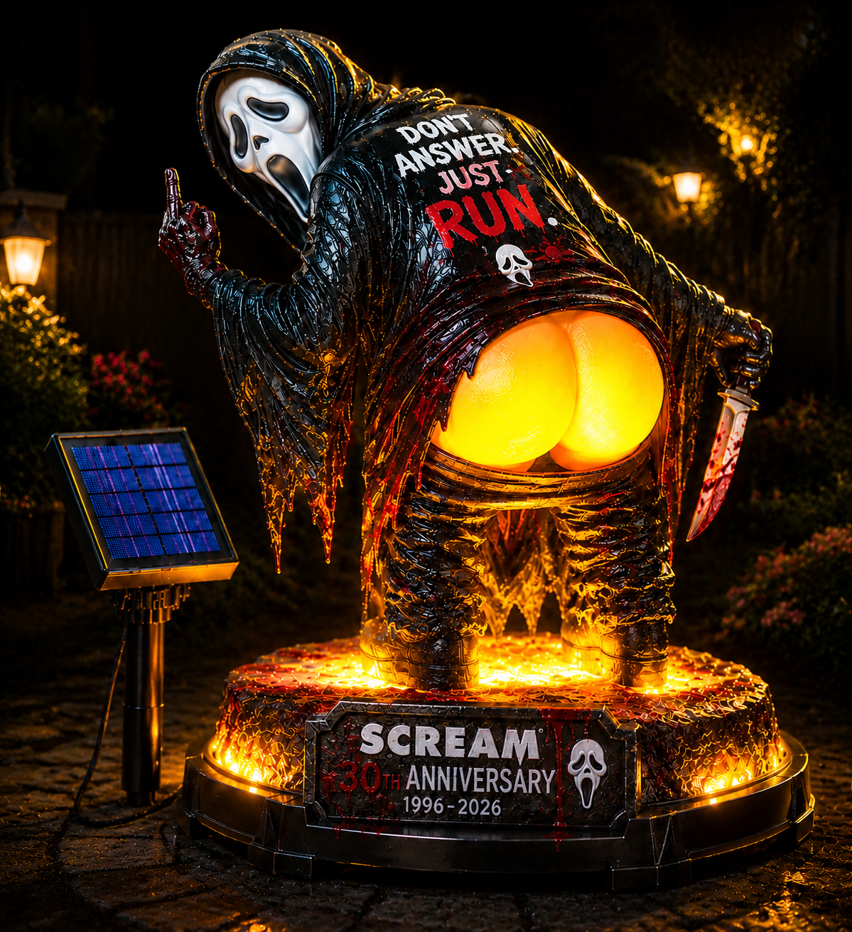 Solar-Powered SCREAM Guardian Statue
