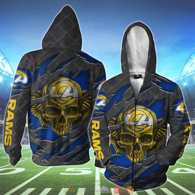 LOS ANGELES RAMS WINGS SKULL 3D HOODIE
