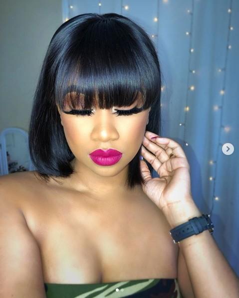 New SHORT CUT BOB WIG WITH BANGS FRONTAL LACE BASIC CAP WIG