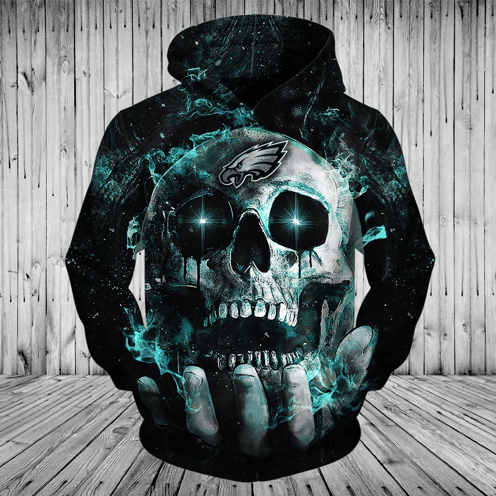 EAGLES HOODIE 3D SKULL 64