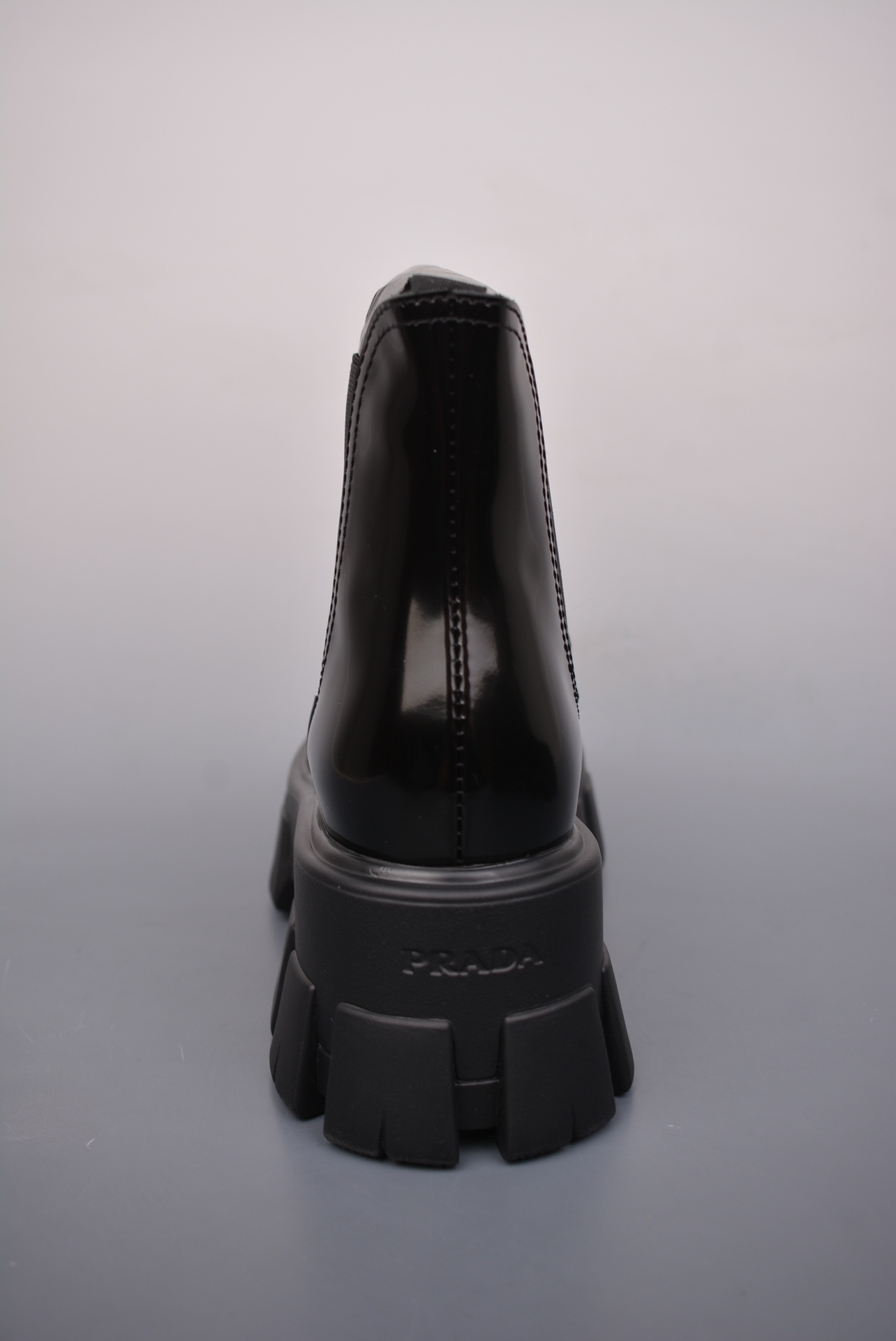 Prada Platform Biker Boots Shiny Black