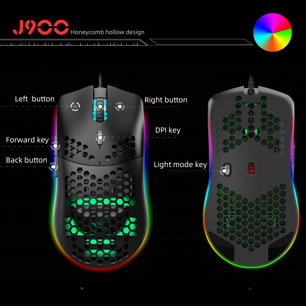 HXSJ Wired Gaming Mouse With RGB Lighting, 6 Programmable Buttons, And Switch Support For All Games