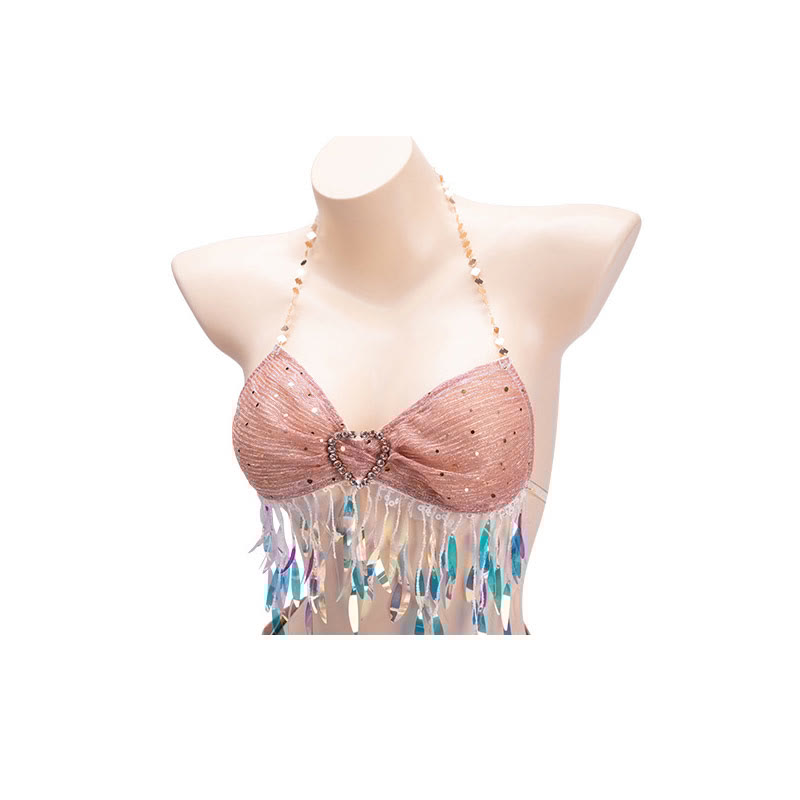 Sexy Lace-up Sequins See-through Mesh Lingerie Set