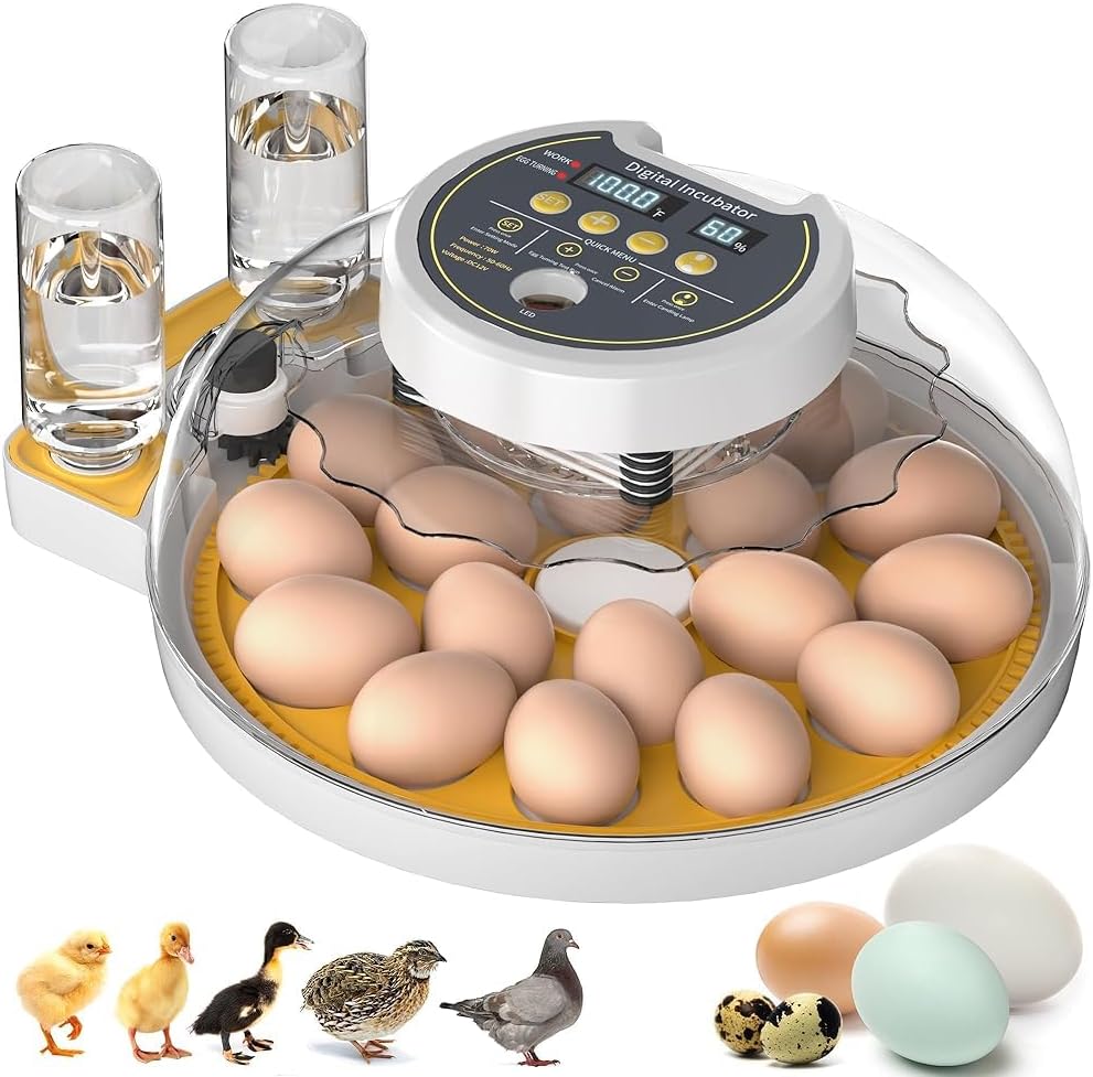 18 Egg Incubator with Automatic Egg Turning and Humidity Control, Incubators for Hatching Eggs, Chicken, Ducks, Goose, Pigeon, Quail, Parrot Incubator for Farm