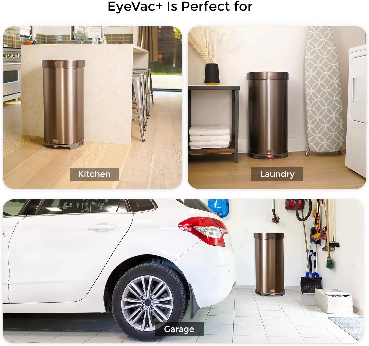 The only Trash Bin with a built in touchless vacuum