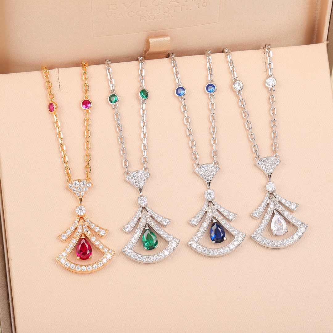 Bulgari Colored Diamond Fan Necklace