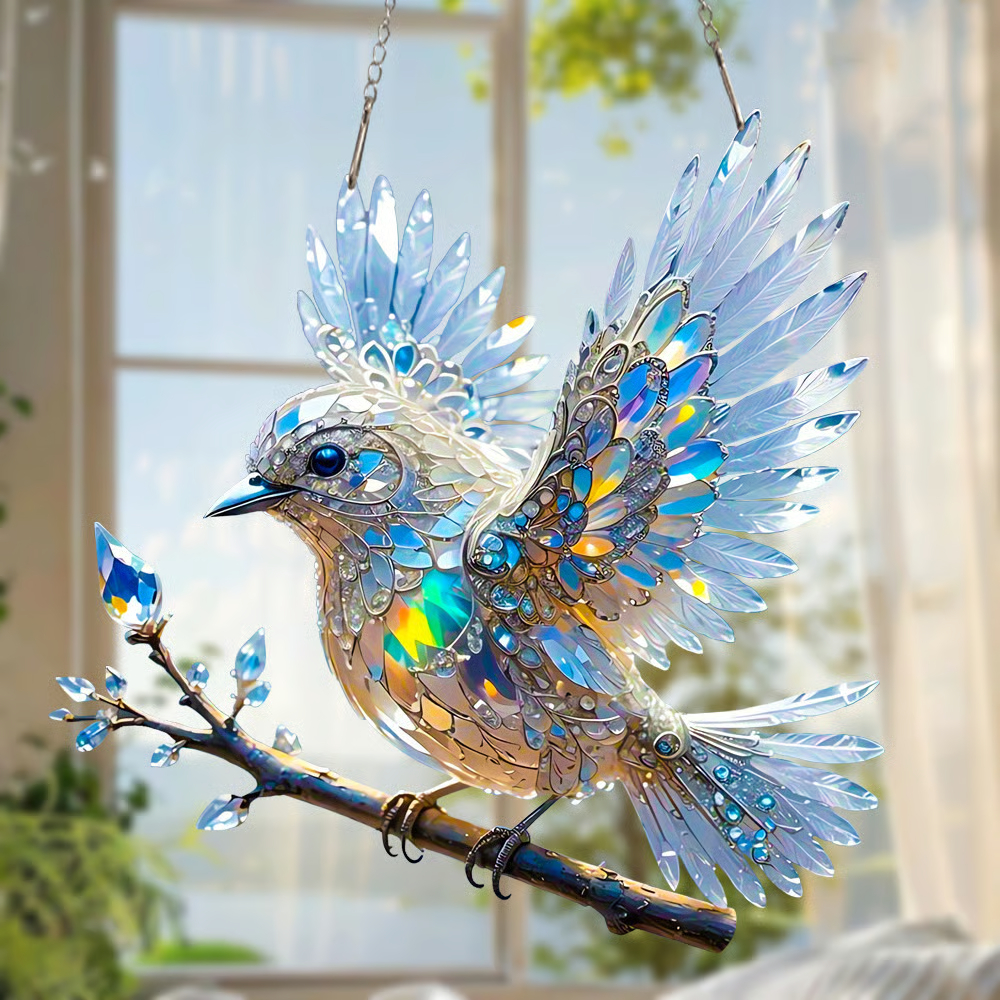 🐦✨Crystal Sky Bluebird Stained Art Ornament (8 inches)