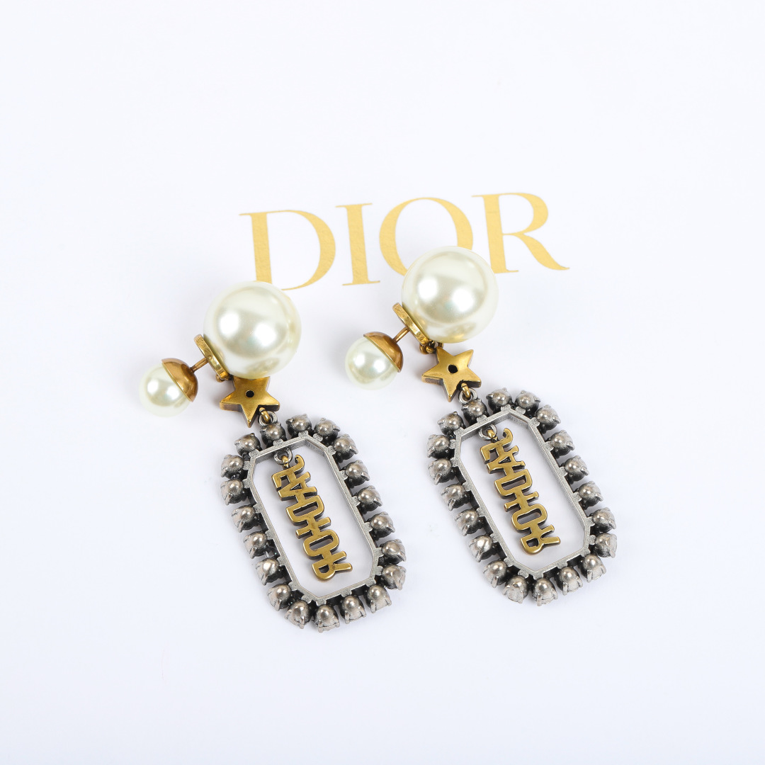 Dior Vintage Gold Diamond Earrings
