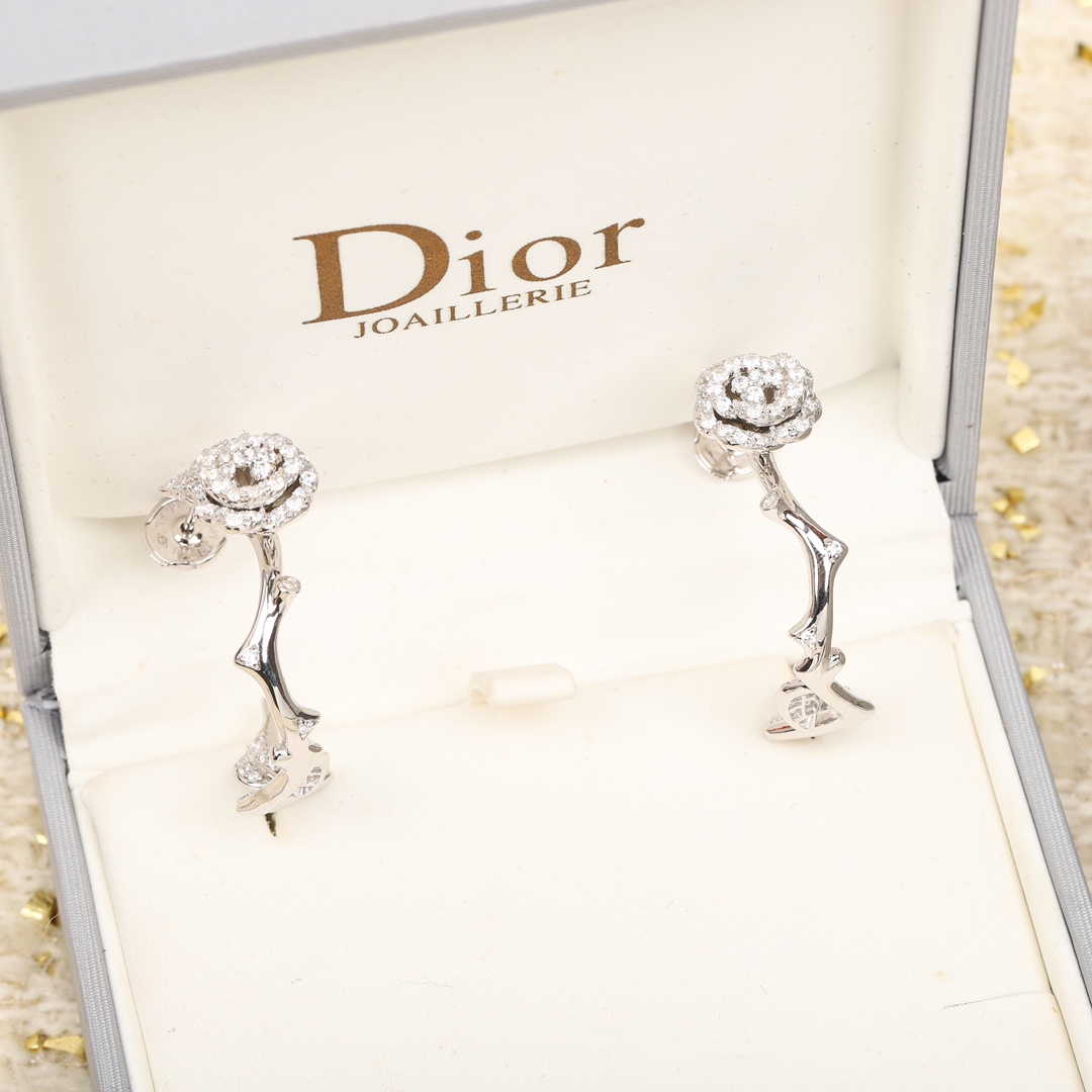 Dior diamond rose earrings