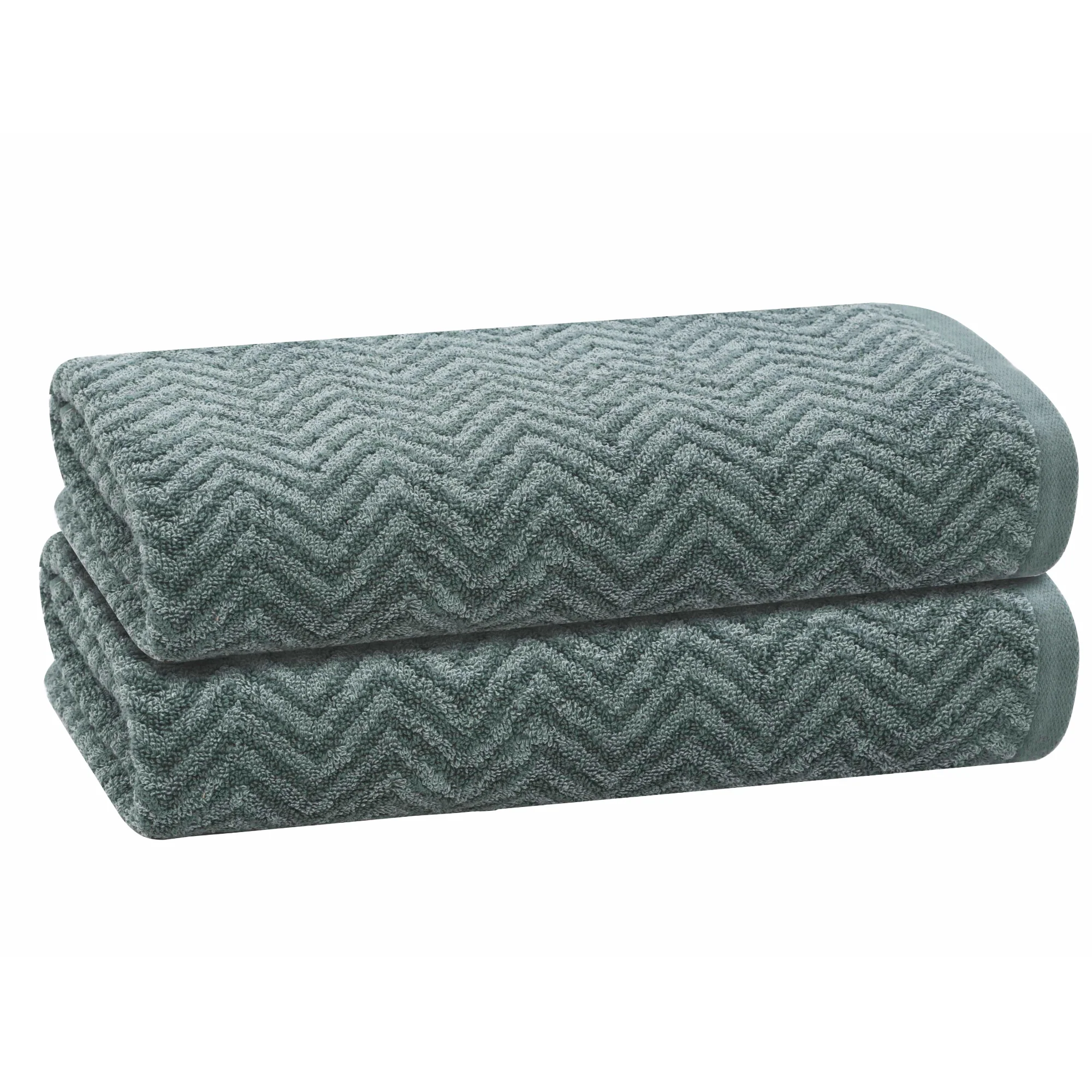 PREMIUS 2 Pack Chevron 100% Cotton Yarn Dyed Bath Sheet Towel, 32x64 Inches