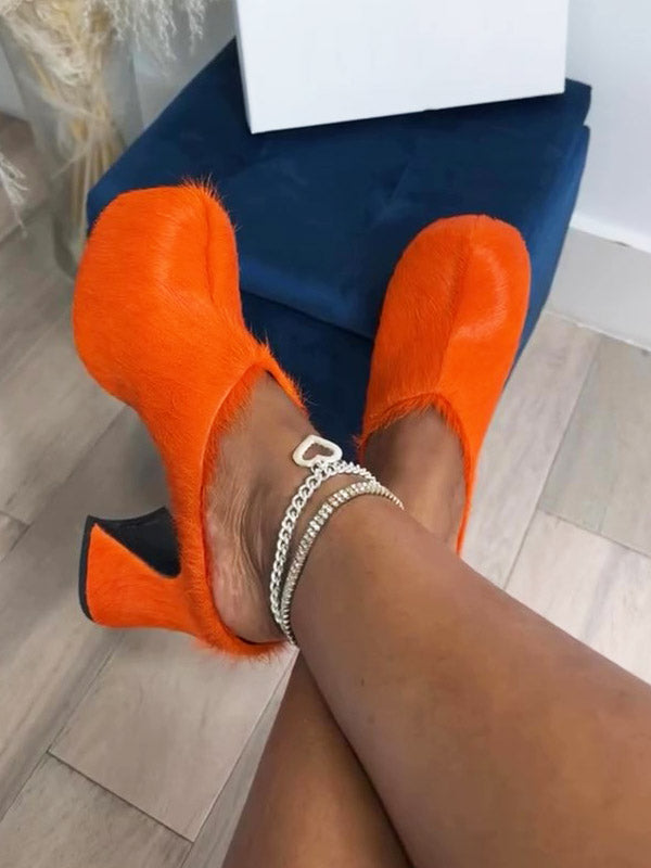 Fur Slip-On Platfom Heels
