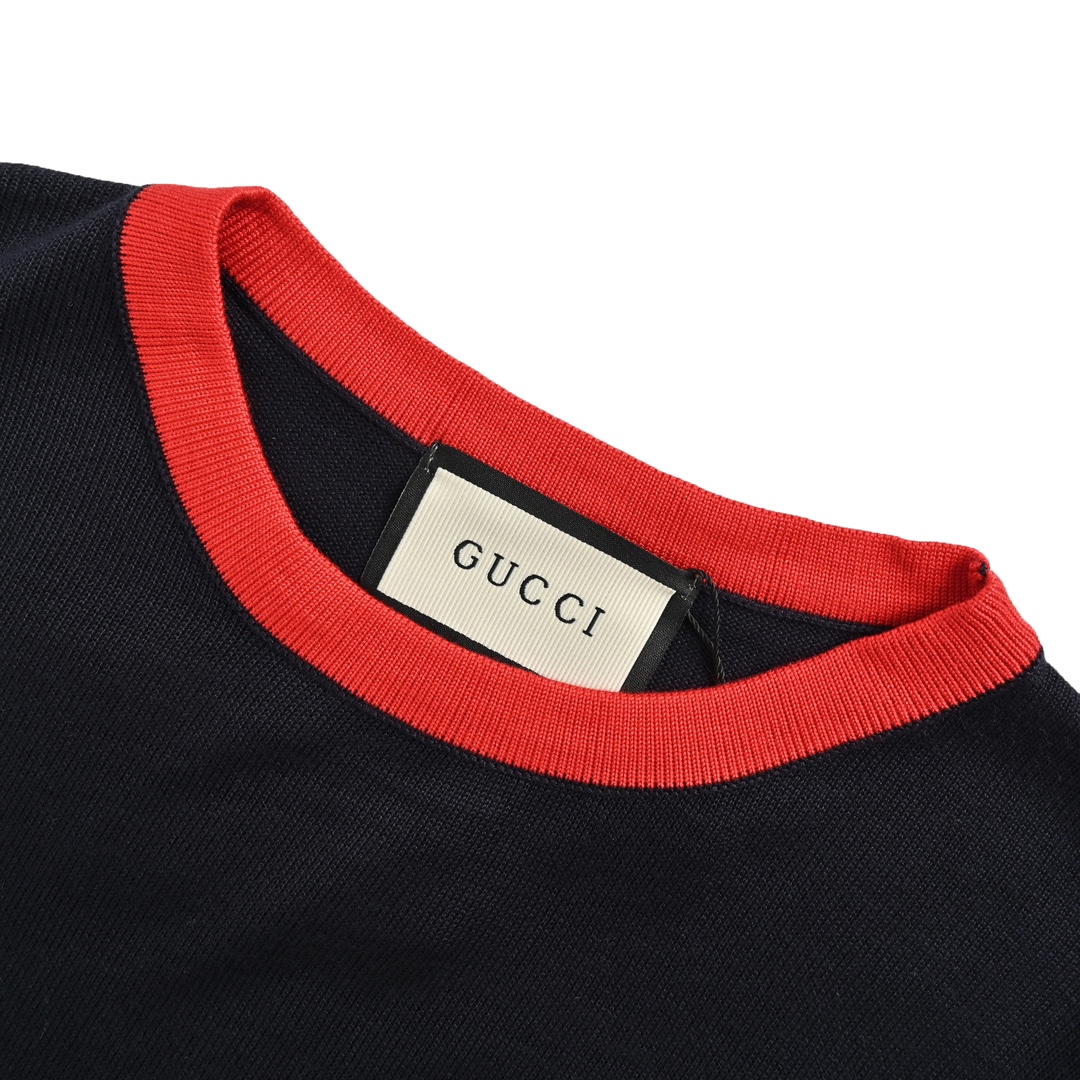 Gucci 24ss cherry embroidered knitted short sleeve