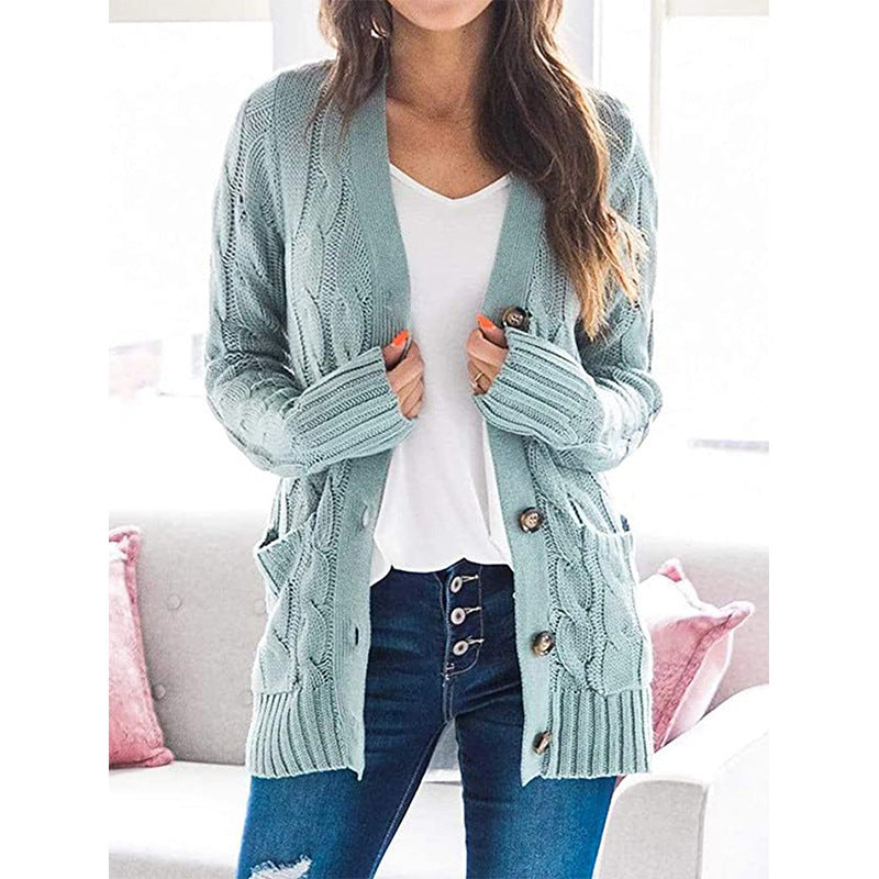 V-neck long-sleeved sweater coat