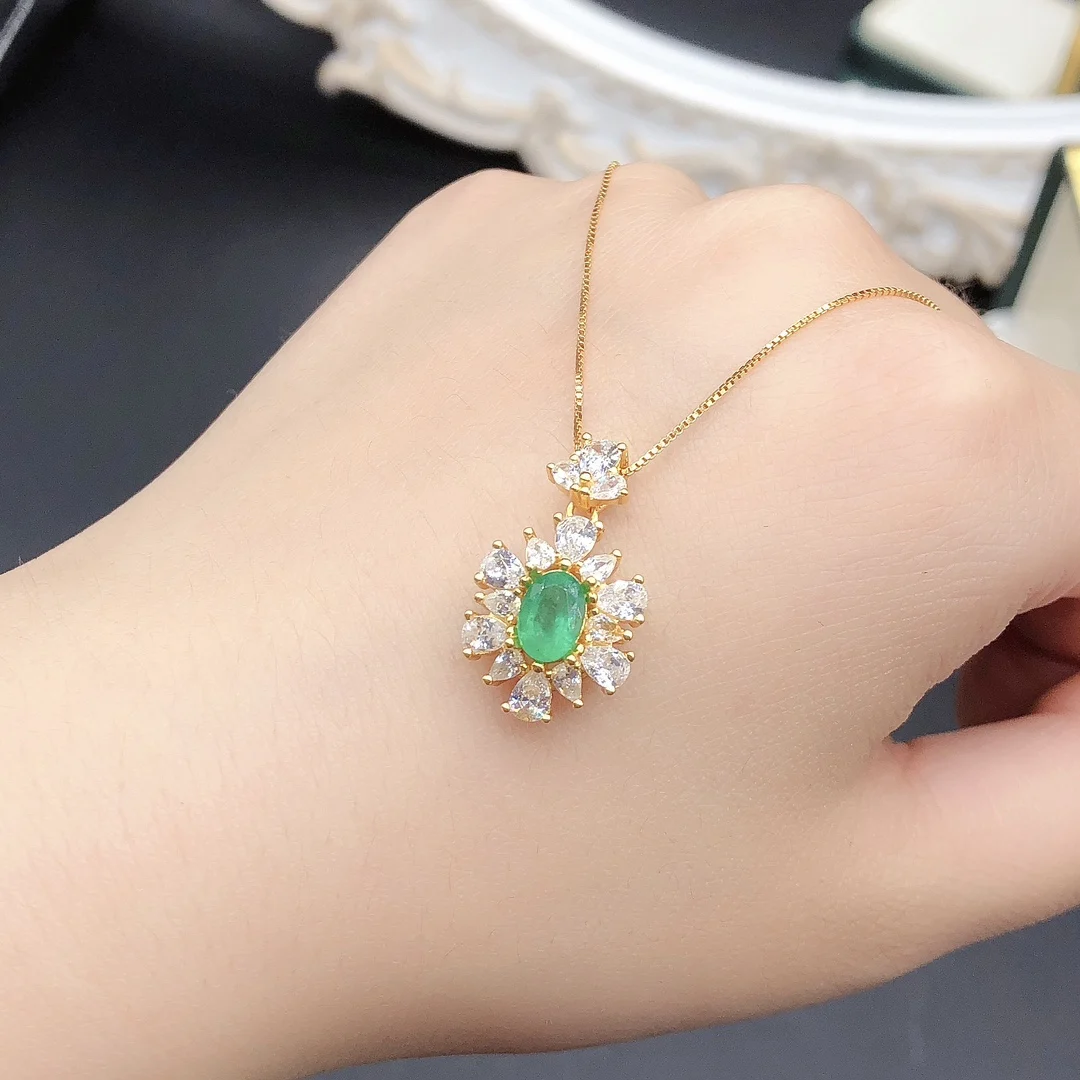 Natural Columbia Emerald Women's Necklace Christmas Pendant 925 Sterling Silver Necklace Gem Jewelry Certified Free Shipping