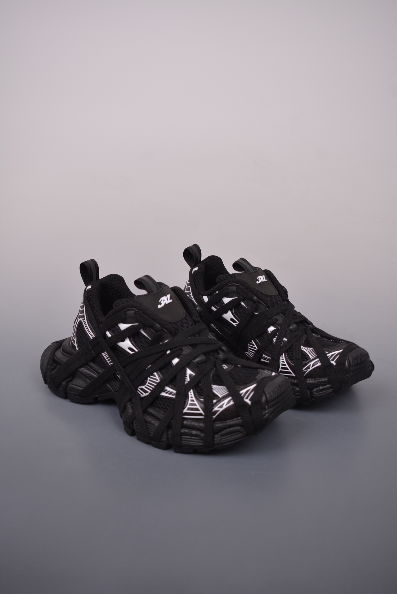 BALENCIAGA 3XL Extreme Lace Sneakers Black and White