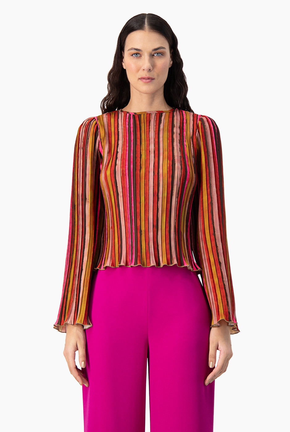 Blusa plisada de manga amplia