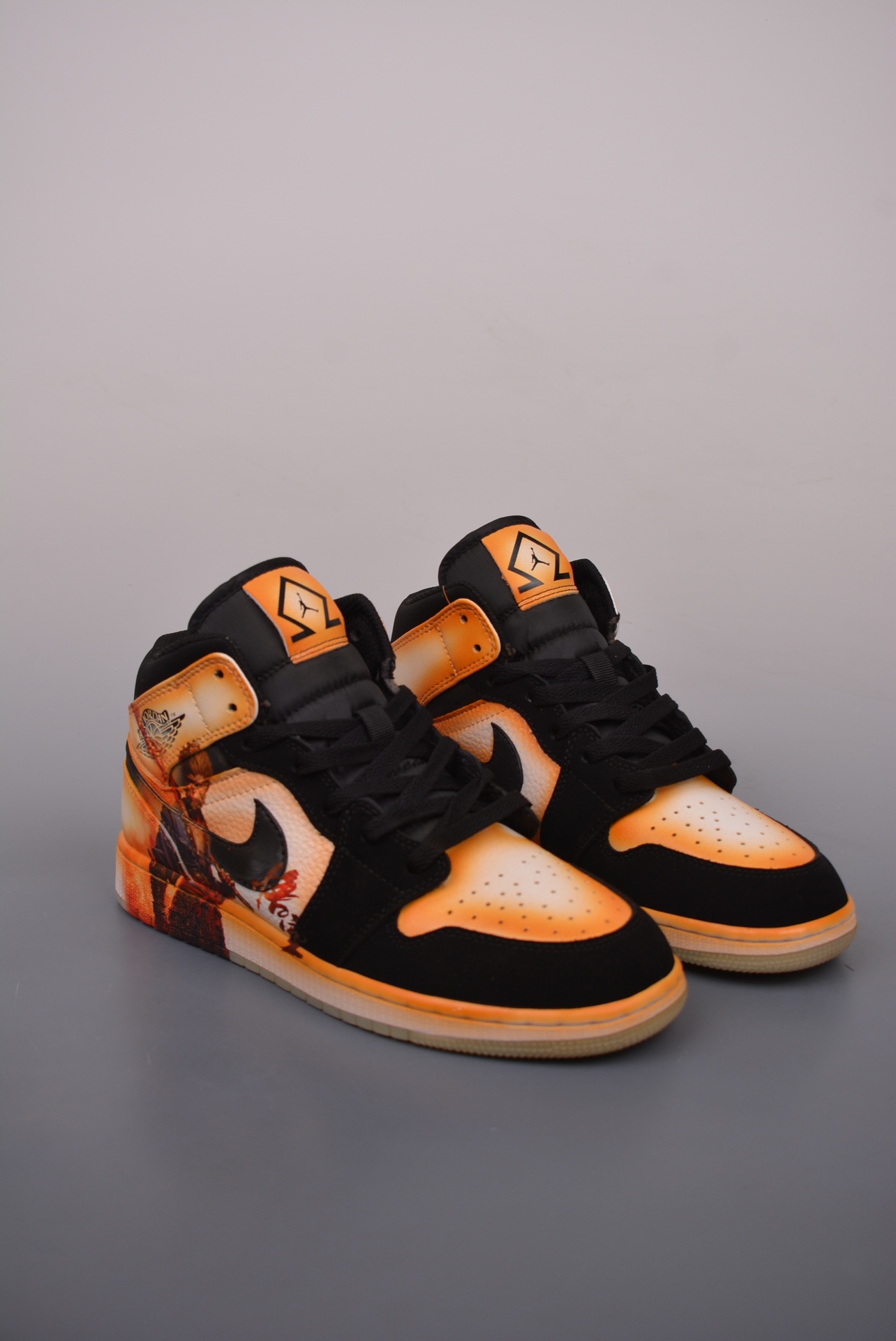 Air Jordan 1 Mid Monkey King Black Goku Gradient Graffiti