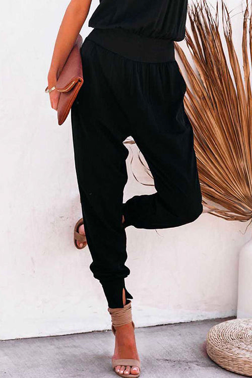 Heididress Solid Side Split Pockets Jogger Pants