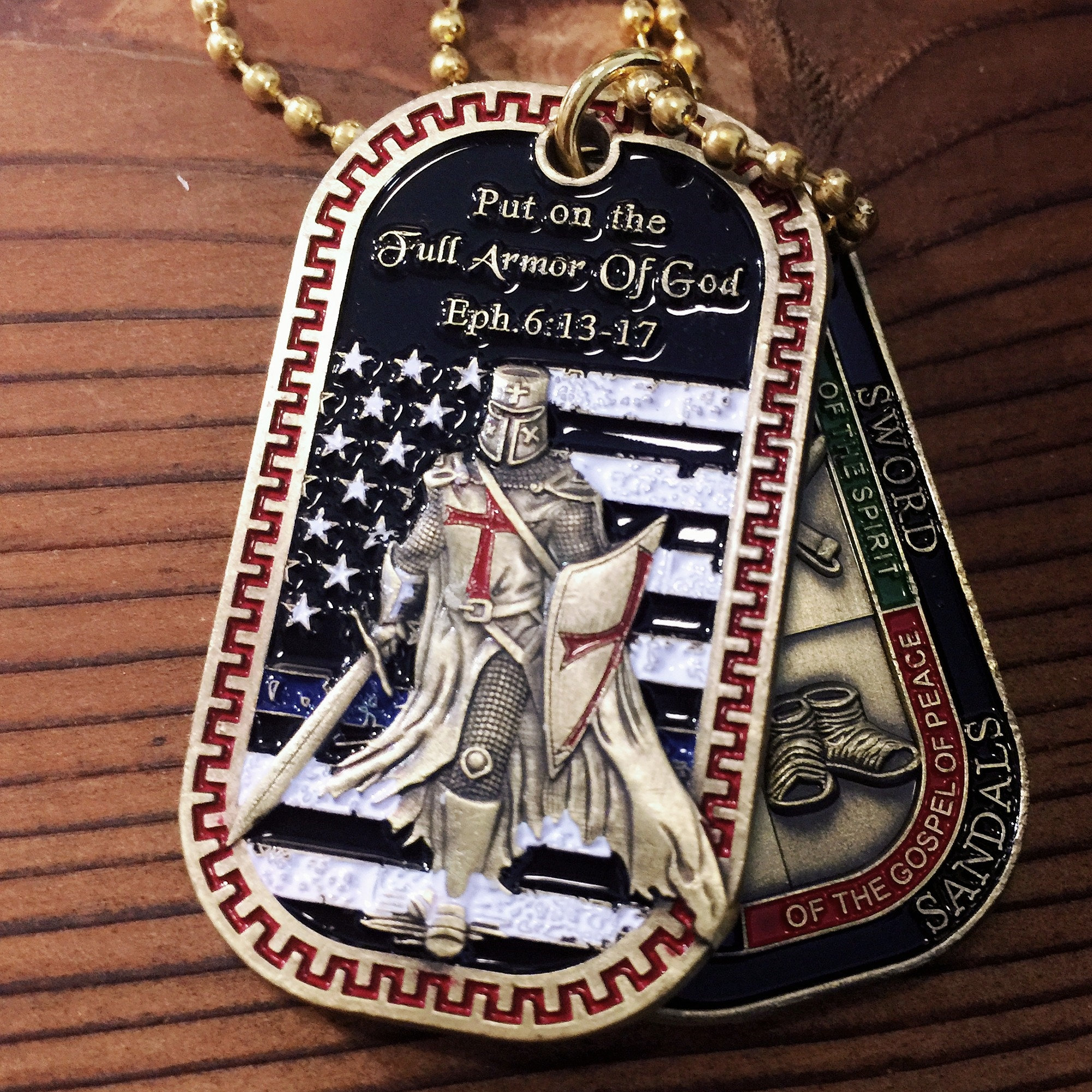 ✝️Armor of God Eph 6:13-17 Amulet Dog Tag – Handcrafted Enamel Detailing, 100% Made in USA, Personalized Christian Gifts for Men & Women
