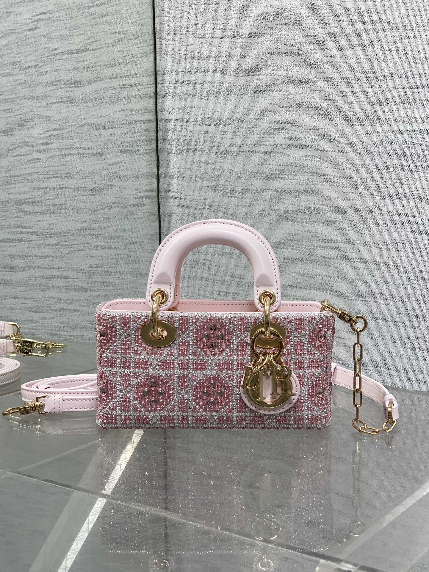 Dior Lady Limited Edition Heavy Beads Horizontal Version Princess Diana Bag