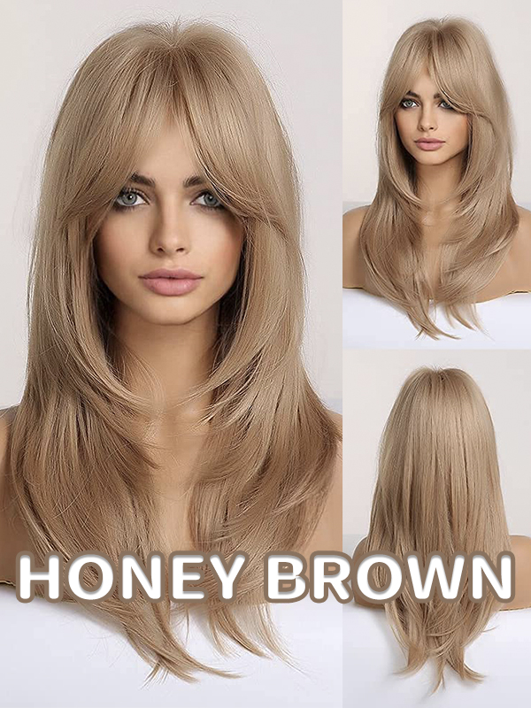 Layer Blended Curtain Bangs Wig