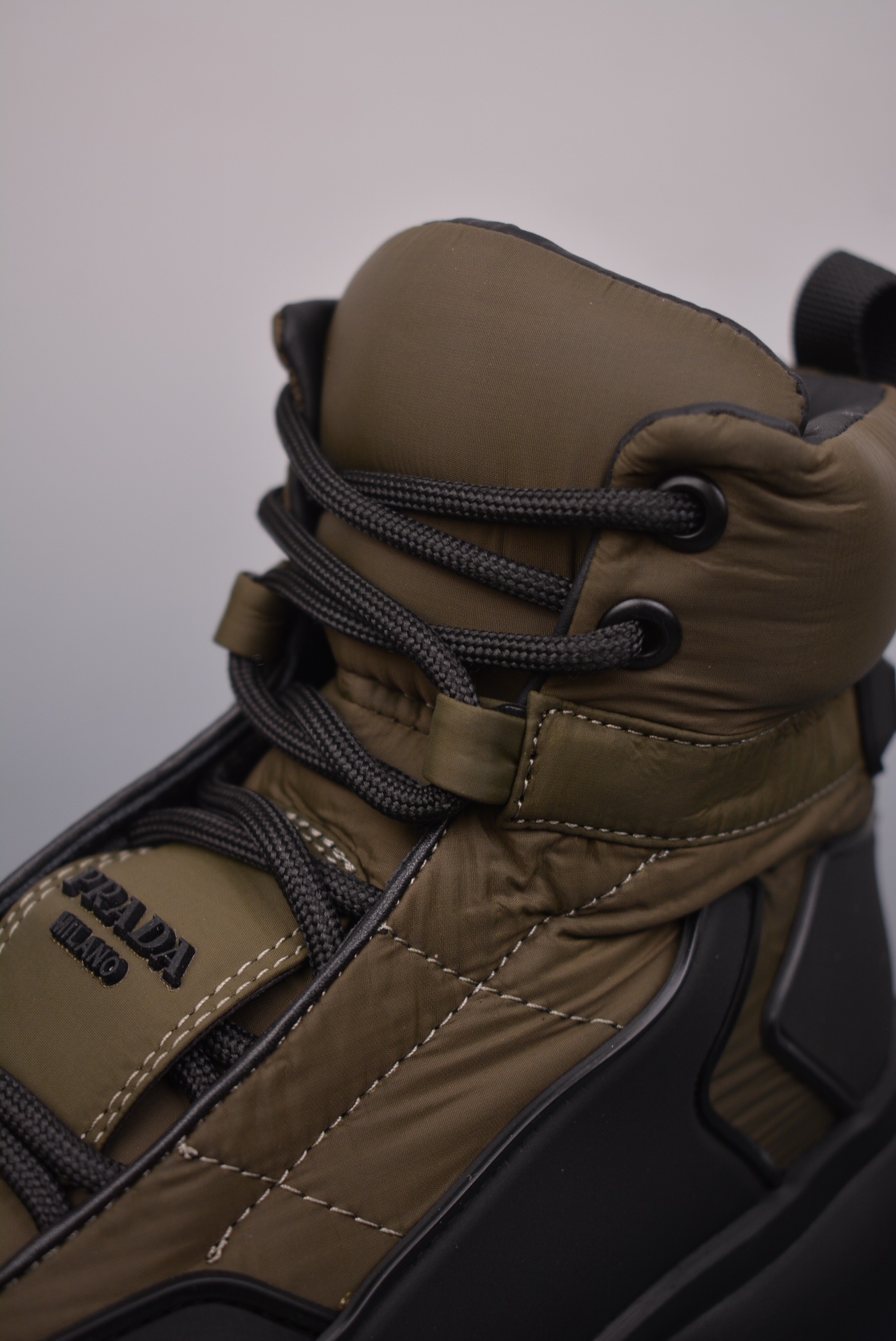 Prada Downtown High Top Sneakers Army Green