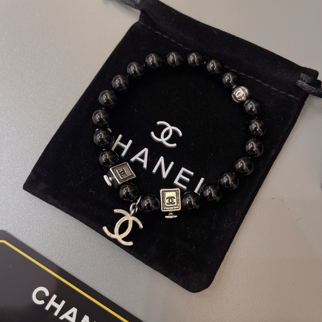 Chanel obsidian distressed bracelet