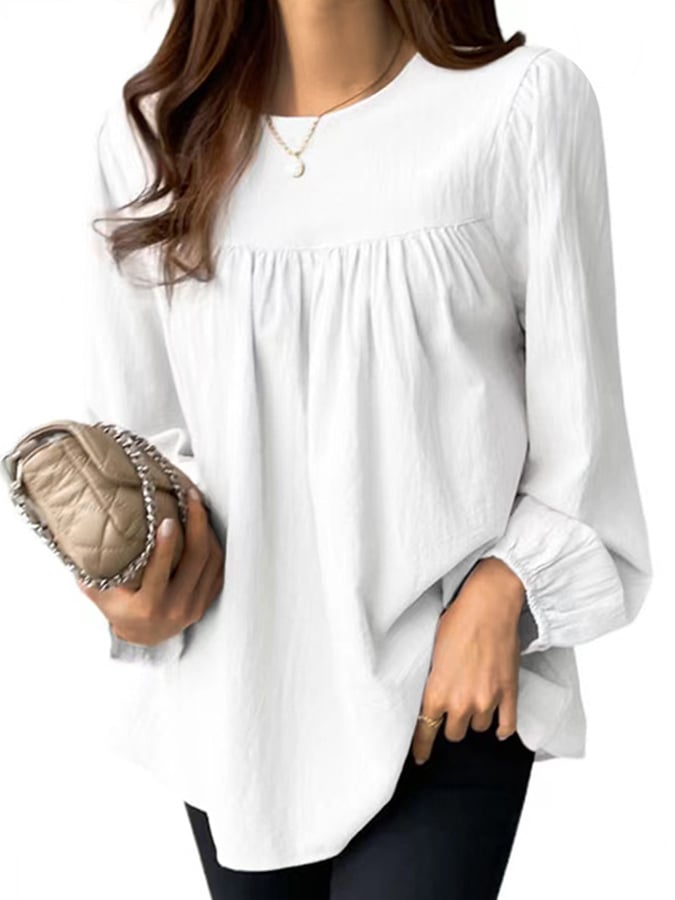 Women's Casual Loose Solid Color Loose Cotton And Linen Shirt