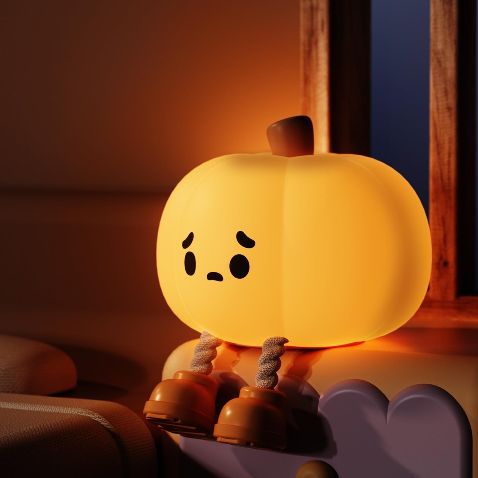 ✨Flash Sale✨Cute silicone pumpkin night light, rechargeable and dimming, touch control