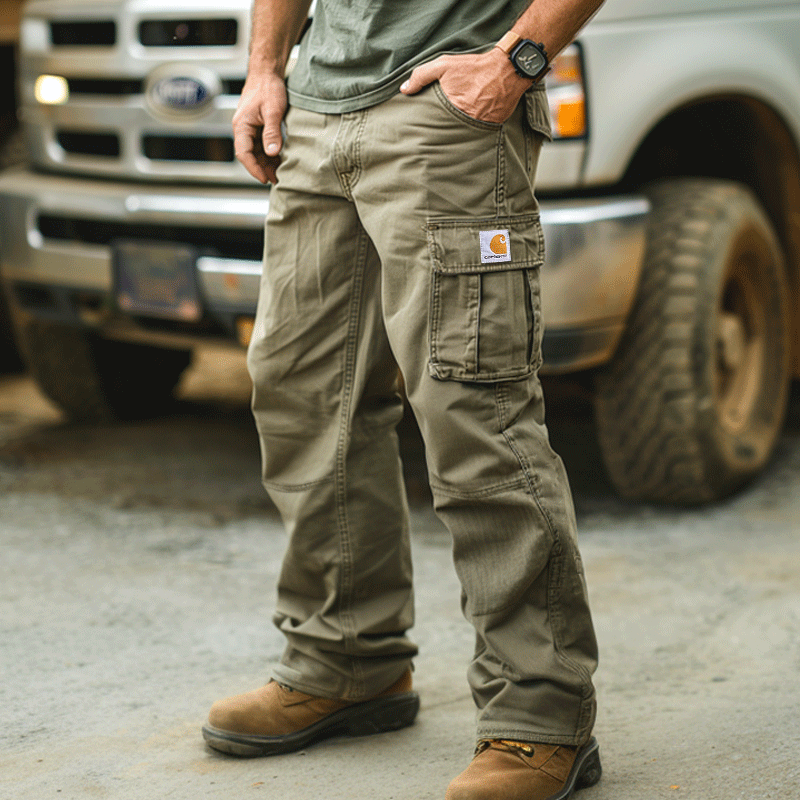 Vintage Cargo Pants with Multi-Pocket Design for Outdoor Adventures