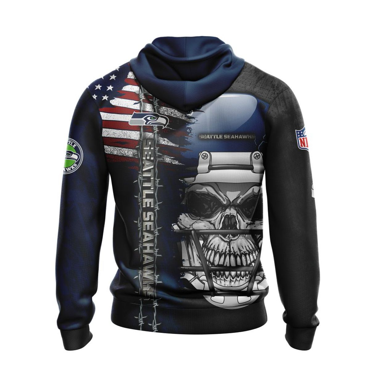 SEATTLE SEAHAWKS 3D HOODIE SKULL0803