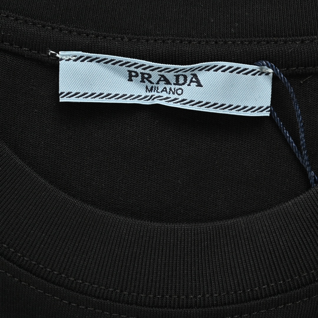 Prada 24ss three-dimensional laminated letter short sleeve