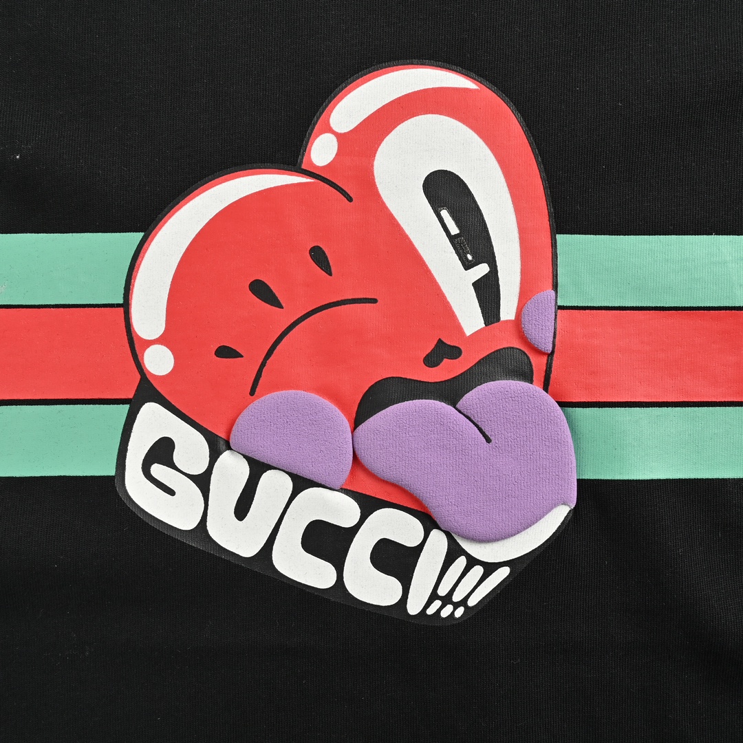 Gucci 24ss heart tongue foam print short sleeves