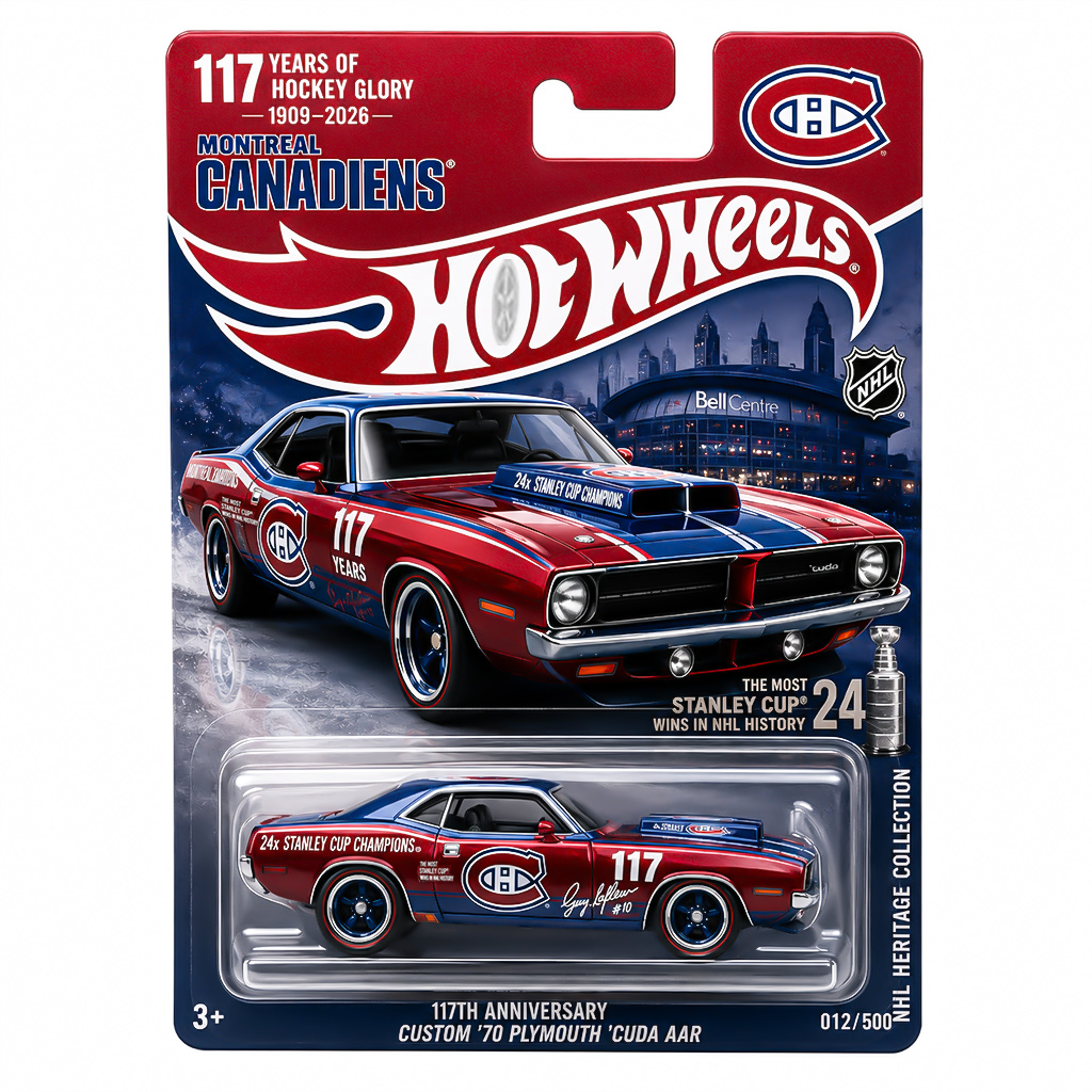 Hot Wheels Canadiens 117th Anniversary 70 Plymouth Cuda