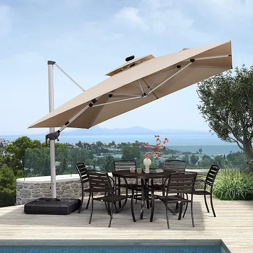 Sales Solar Powered LED Cantilever Patio Umbrella