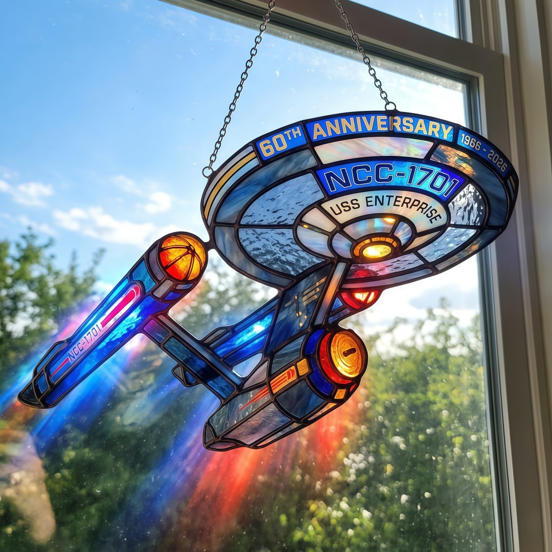 USS Enterprise (NCC-1701) 60th Anniversary Stained Glass Suncatcher