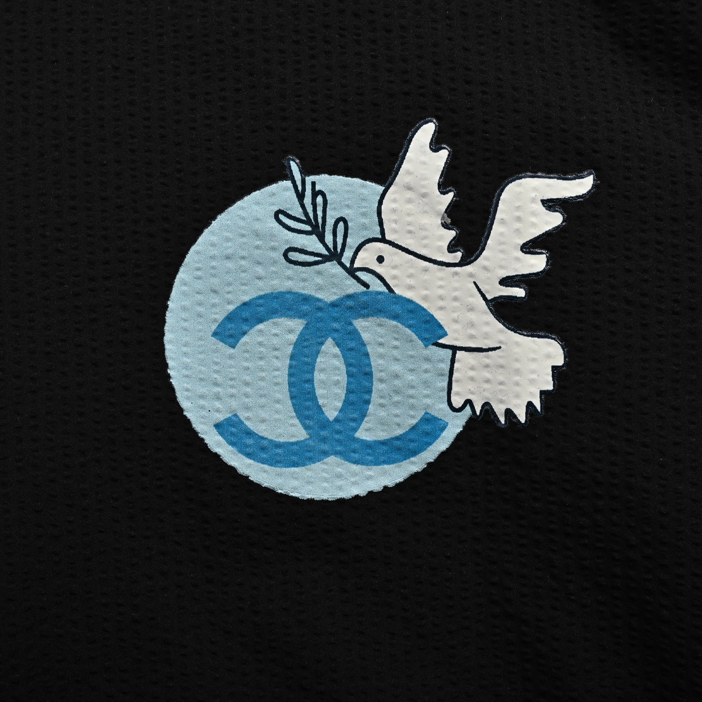 Chanel Peace Dove Print Woven Polo Short Sleeve